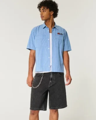 Gewassen zwarte baggy denim short