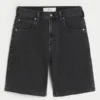 Gewassen zwarte baggy denim short Gewassen zwarte baggy denim short