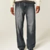 Gewassen zwarte baggy jeans Gewassen zwarte baggy jeans