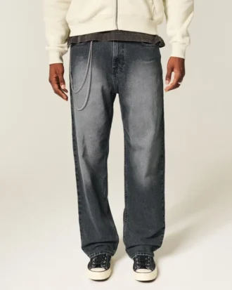 Gewassen zwarte baggy jeans Gewassen zwarte baggy jeans