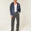 Gewassen zwarte baggy jeans met logo Gewassen zwarte baggy jeans met logo