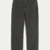 Gewassen zwarte baggy jeans met logo Gewassen zwarte baggy jeans met logo