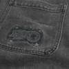 Gewassen zwarte baggy jeans met logo Gewassen zwarte baggy jeans met logo