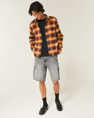 Gewassen zwarte denim baggy schildersshort
