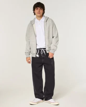 Gewassen zwarte Dragon Graphic Skater Baggy Jeans