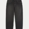 Gewassen zwarte Good Luck geborduurde skater baggy jeans Gewassen zwarte Good Luck geborduurde skater baggy jeans