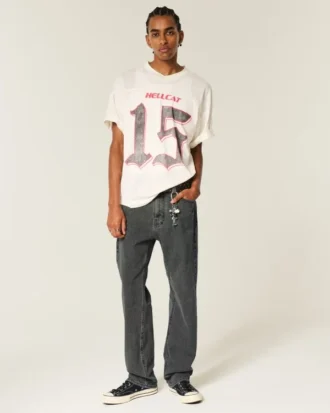 Gewassen zwarte losse jeans