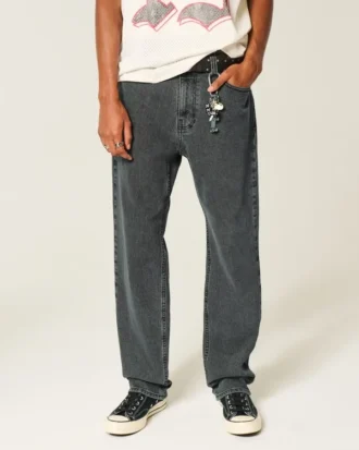 Gewassen zwarte losse jeans