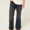 Gewassen zwarte relaxte bootcut jeans Gewassen zwarte relaxte bootcut jeans
