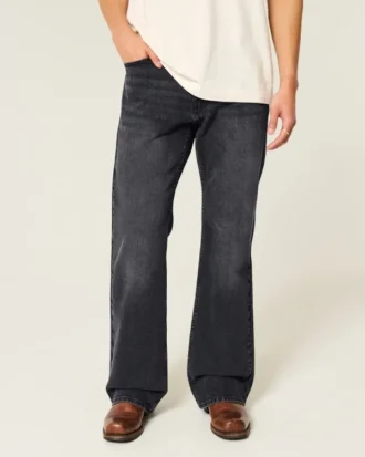 Gewassen zwarte relaxte bootcut jeans Gewassen zwarte relaxte bootcut jeans
