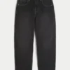 Gewassen zwarte skaterbaggyjeans met slangengrafiek Gewassen zwarte skaterbaggyjeans met slangengrafiek