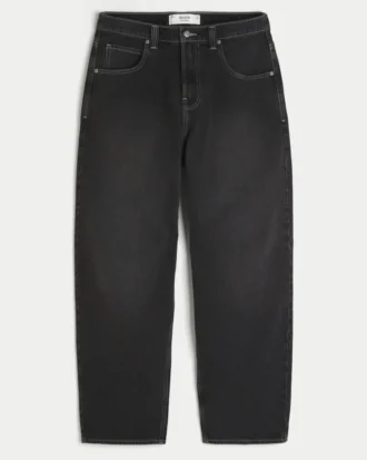 Gewassen zwarte skaterbaggyjeans met slangengrafiek