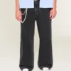 Gewassen zwarte Super Baggy Jeans met sterrenprint Gewassen zwarte Super Baggy Jeans met sterrenprint