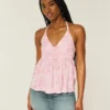 Geweven halter babydoll top