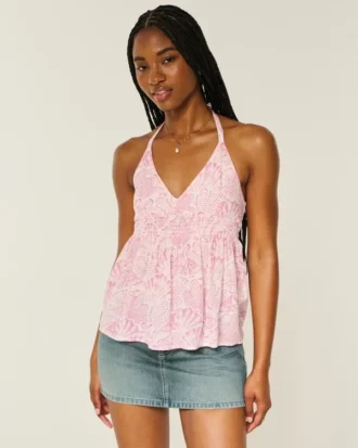 Geweven halter babydoll top Geweven halter babydoll top
