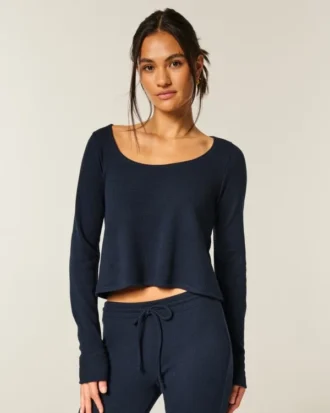 Gilly Hicks Cozy Waffle Long Sleeve Scoop Top