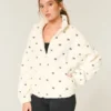 Gilly Hicks Geborduurd Sherpa Sweatshirt met Rits Gilly Hicks Geborduurd Sherpa Sweatshirt met Rits