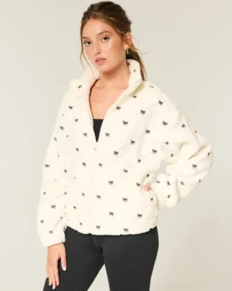 Gilly Hicks Geborduurd Sherpa Sweatshirt met Rits