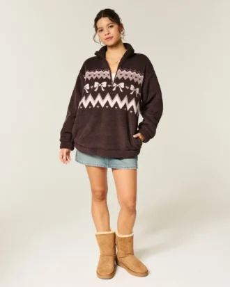 Gilly Hicks Sherpa-sweatshirt met kwartritssluiting