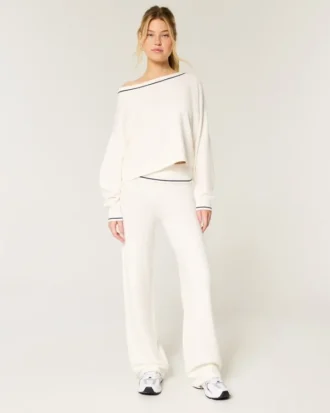 Gilly Hicks Sweater-gebreide rechte broek met omgeslagen taille