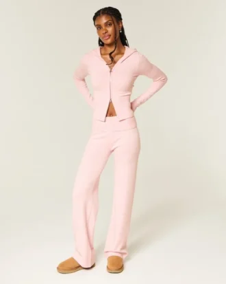 Gilly Hicks Sweater-Knit Foldover Straight Pants Gilly Hicks Sweater-Knit Foldover Straight Pants
