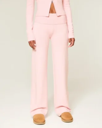 Gilly Hicks Sweater-Knit Foldover Straight Pants Gilly Hicks Sweater-Knit Foldover Straight Pants