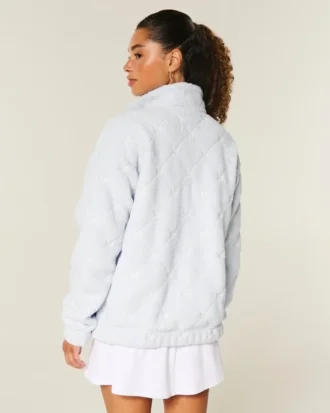 Gilly Hicks Sweatshirt met strikborduursel en sherpa-kraag met kwartritssluiting