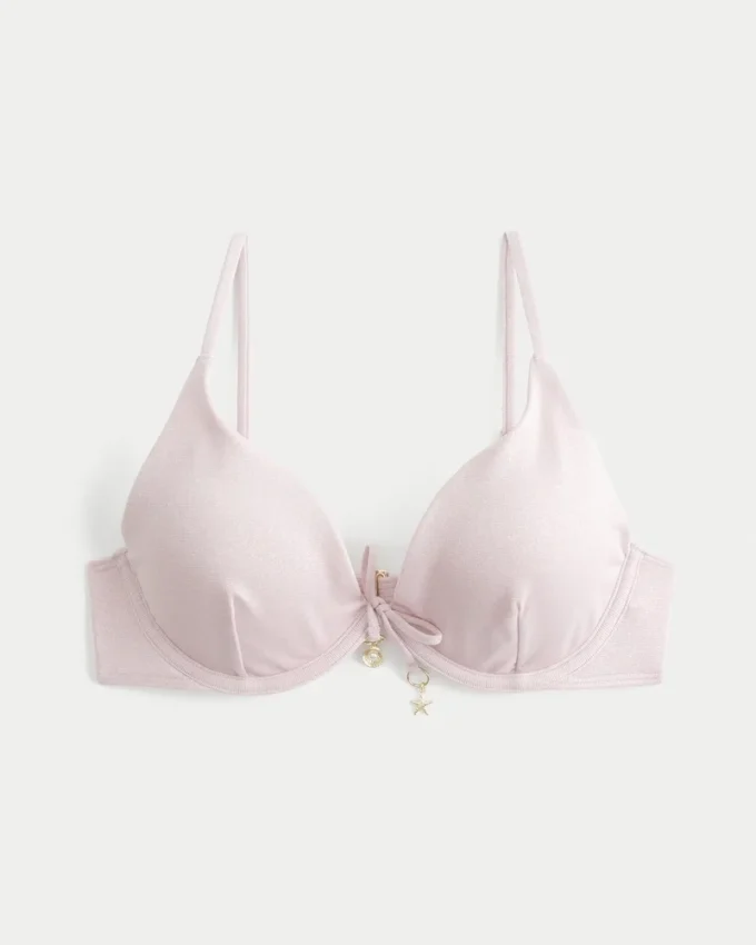 Glanzende beugelbikinitop