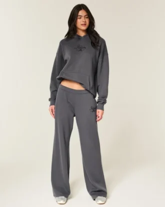 Glitterend logo-ontwerp Sweatpants met wijde pijpen