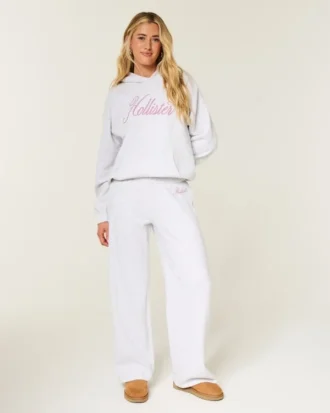 Glitterend logo-ontwerp Sweatpants met wijde pijpen