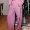 Glitterroze print Sweatpants met wijde pijpen Glitterroze print Sweatpants met wijde pijpen