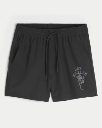 Grafische actieve korte broek tot halverwege het bovenbeen