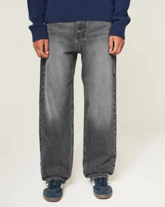 Grijze baggy jeans met hartjesprint
