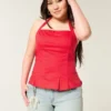 Haltertop met plooien en open rug Haltertop met plooien en open rug