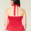 Haltertop met plooien en open rug Haltertop met plooien en open rug