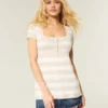 Henley babydoll top met korte mouwen Henley babydoll top met korte mouwen