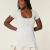 Henley babydoll top met korte mouwen Henley babydoll top met korte mouwen