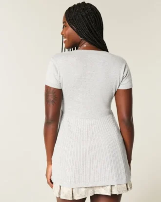 Henley babydoll top met korte mouwen