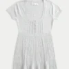 Henley babydoll top met korte mouwen Henley babydoll top met korte mouwen