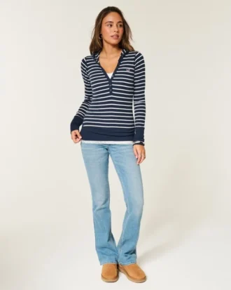 Henley met lange mouwen en capuchon