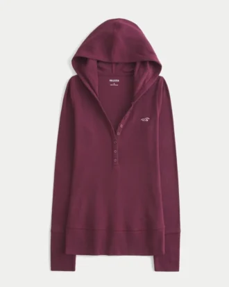 Henley met lange mouwen en capuchon