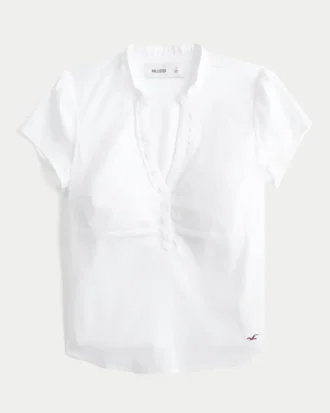 Henley-shirt met korte mouwen en V-hals