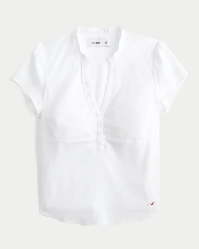 Henley-shirt met korte mouwen en V-hals