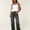 Hoge, gewassen zwarte baggy jeans Hoge, gewassen zwarte baggy jeans
