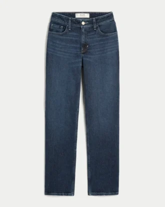 Hoge taille, donkere wassing, rechte jeans