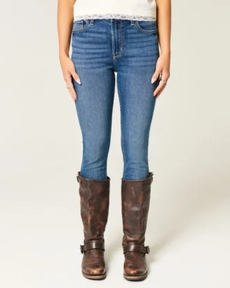 Hoge taille, donkere wassing, super skinny jeans