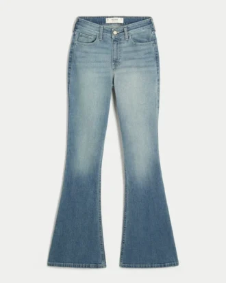 Hoge taille, medium wash flare jeans
