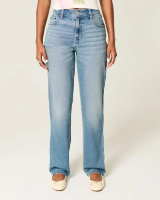Hoge taille, medium wassing, rechte jeans