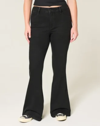 Hoge zwarte flare jeans