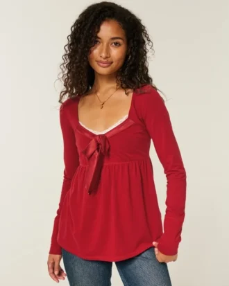 Holiday Vault Release Easy satijnen babydolltop met strik aan de voorkant Holiday Vault Release Easy satijnen babydolltop met strik aan de voorkant
